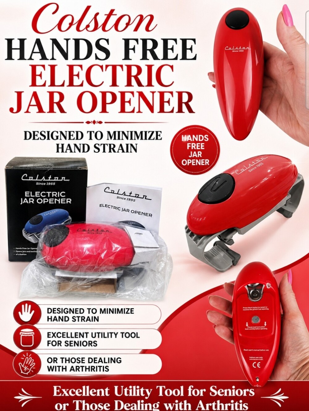 Colston Hands-free Electric Jar Opener New In Box